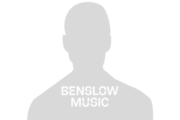 Grey silhouette of a man with Benslow Music written over it